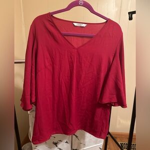 XL, cute sleeved, red top for women